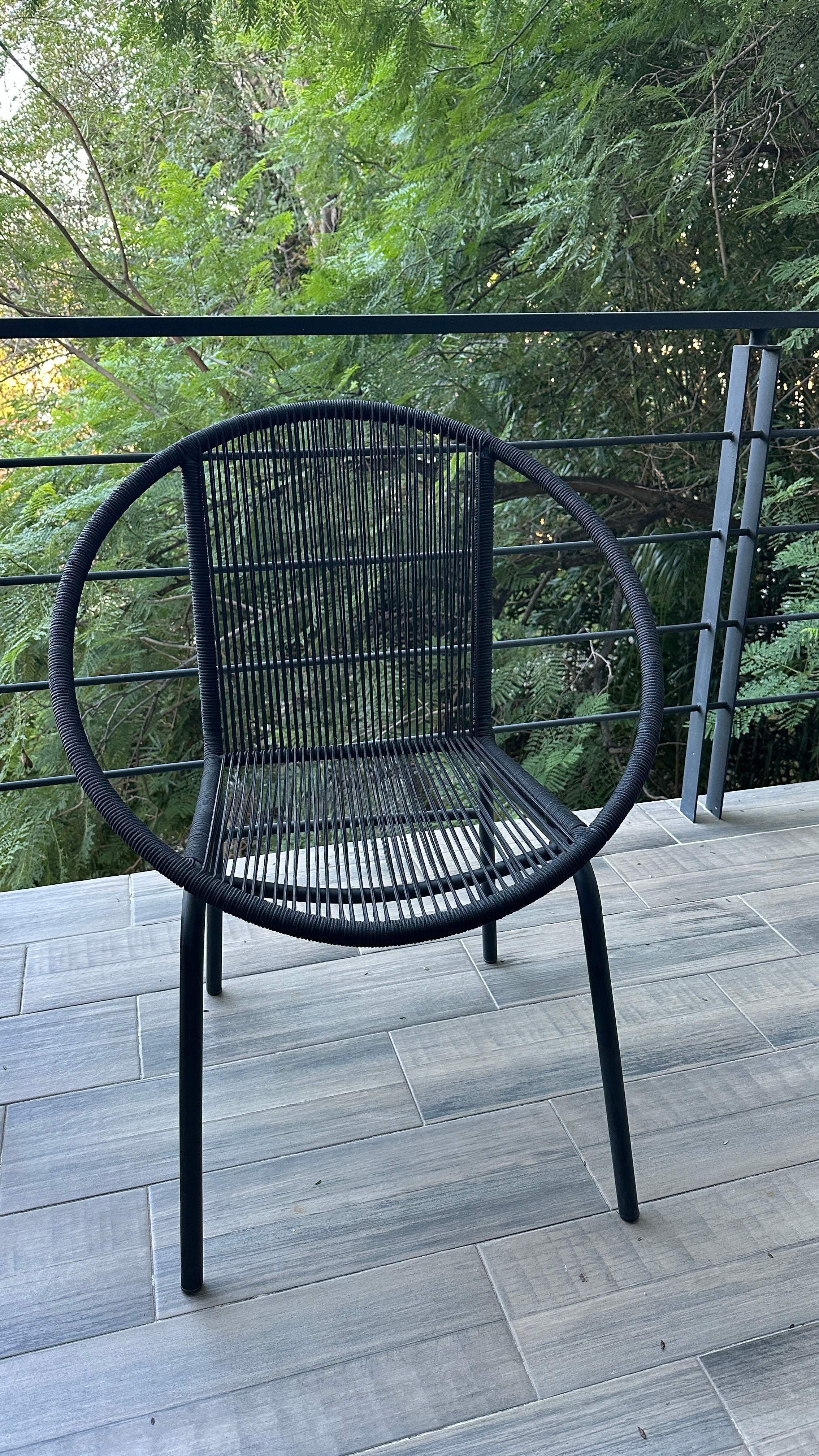 Silla Exterior Patron Tejido Elegante Jardin